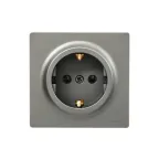                  LETO Розетка с заземлением платина Lezard 752-3500-122B
               