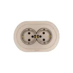 OSEN Розетка двойная с защитой от детей 16А, механизм, титан, круглая Lezard 744-3700-127BPCH