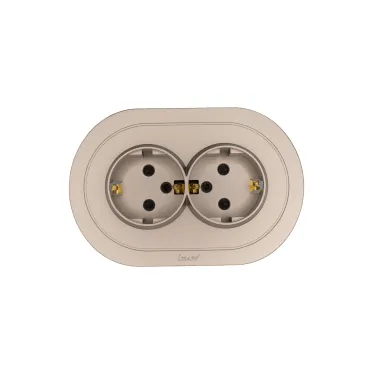 OSEN Розетка двойная с защитой от детей 16А, механизм, титан, круглая Lezard 744-3700-127BPCH