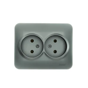 ASTI Розетка двойная без заземления 16А, платина Lezard 7081-3500-128B