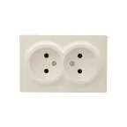 LETO Розетка двойная без заземления закрытый корпус крем Lezard 752-0300-128B