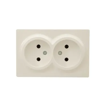 LETO Розетка двойная без заземления закрытый корпус крем Lezard 752-0300-128B