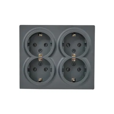 LETO Розетка четверная с заземлением закрытый корпус графит Lezard 752-3400-127BDP
