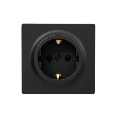 LETO Розетка с заземлением чёрный бархат Lezard 752-4200-122B