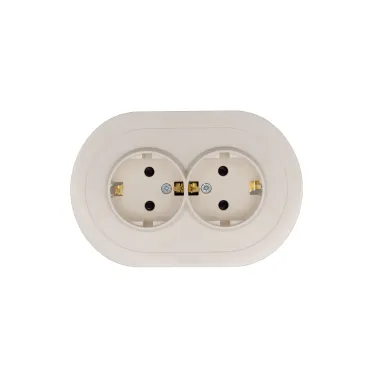 OSEN Розетка двойная с защитой от детей 16А, механизм, слоновая кость, круглая Lezard 744-9000-127BPCH