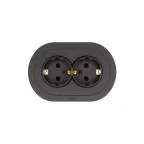 OSEN Розетка двойная с защитой от детей 16А, механизм, чёрный бархат, круглая Lezard 744-4200-127BPCH