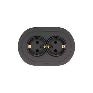 OSEN Розетка двойная с защитой от детей 16А, механизм, чёрный бархат, круглая Lezard 744-4200-127BPCH