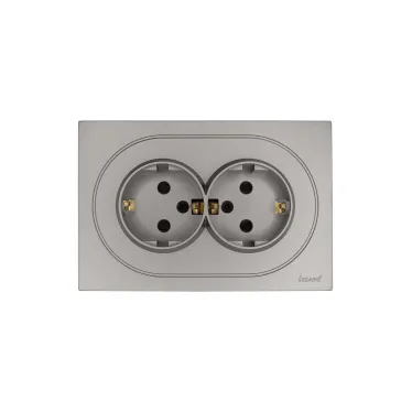 OSEN Розетка двойная с защитой от детей 16А, механизм, серый матовый Lezard 743-7400-127BPCH