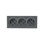                  LETO Розетка тройная с заземлением закрытый корпус графит Lezard 752-3400-127BUP
               