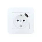 ASTI Розетка с заземлением (16 А) + USB , белая Lezard 7081-0202-181