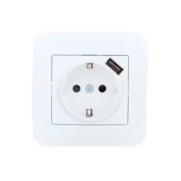 ASTI Розетка с заземлением (16 А) + USB , белая Lezard 7081-0202-181
