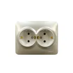 ASTI Розетка двойная с заземлением 16А, жемчужно-белый перламутр Lezard 7081-3000-127B