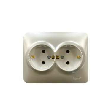 ASTI Розетка двойная с заземлением 16А, жемчужно-белый перламутр Lezard 7081-3000-127B