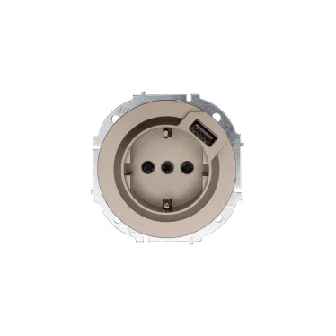 OSEN Розетка с заземлением (16 А) + USB, механизм, титан Lezard 743-3788-181