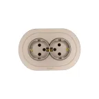 OSEN Розетка двойная с заземлением 16А, механизм, титан, круглая Lezard 744-3700-127B