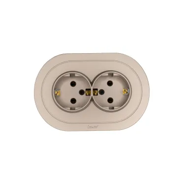 OSEN Розетка двойная с заземлением 16А, механизм, титан, круглая Lezard 744-3700-127B