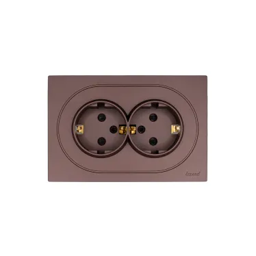OSEN Розетка двойная с защитой от детей 16А, механизм, шоколад Lezard 743-7300-127BPCH