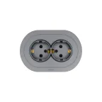 OSEN Розетка двойная с защитой от детей 16А, механизм, серый матовый, круглая Lezard 744-7400-127BPCH