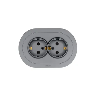 OSEN Розетка двойная с защитой от детей 16А, механизм, серый матовый, круглая Lezard 744-7400-127BPCH