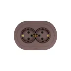 OSEN Розетка двойная с защитой от детей 16А, механизм, шоколад, круглая Lezard 744-7300-127BPCH