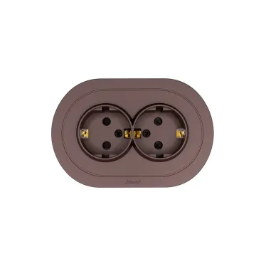 OSEN Розетка двойная с защитой от детей 16А, механизм, шоколад, круглая Lezard 744-7300-127BPCH