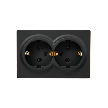 LETO Розетка двойная с заземлением закрытый корпус чёрный бархат Lezard 752-4200-127B