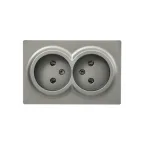 LETO Розетка двойная без заземления закрытый корпус платина Lezard 752-3500-128B