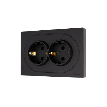 OSEN Розетка двойная с защитой от детей 16А, механизм, чёрный бархат Lezard 743-4200-127BPCH