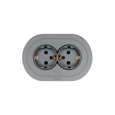 OSEN Розетка двойная с заземлением 16А, механизм, серый матовый, круглая Lezard 744-7400-127B