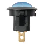 Выключатель клавишный круглый KCD11-101N 250В AC/DC 1P 3А (3с) ON-OFF черный корпус, синяя клавиша с LED подсветкой Micro TDM