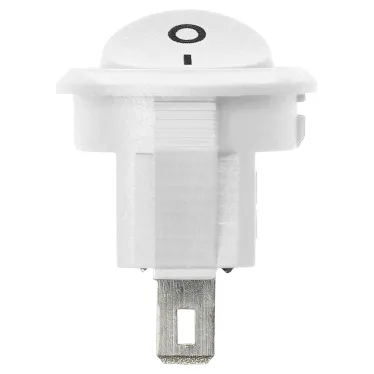 Выключатель клавишный круглый KCD11-101 250В AC/DC, 1P, 3А, (2с), ON-OFF, белый, Micro TDM