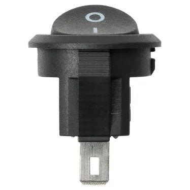 Выключатель клавишный круглый KCD11-101 250В AC/DC, 1P, 3А, (2с), ON-OFF, черный, Micro TDM