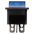 Выключатель клавишный KCD4-201N 250В AC/DC, 2P, 16А, (4с), ON-OFF, черный корпус, синяя клавиша с LED подсветкой TDM