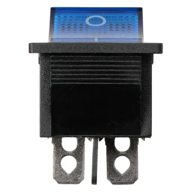 Выключатель клавишный KCD4-201N 250В AC/DC, 2P, 16А, (4с), ON-OFF, черный корпус, синяя клавиша с LED подсветкой TDM