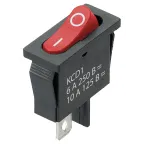 Выключатель клавишный KCD1-101B 250В AC/DC, 1P, 6А, (2с), ON-OFF, черный корпус, красная клавиша, Mini, TDM