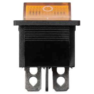 Выключатель клавишный KCD4-201N 250В AC/DC, 2P, 16А, (4с), ON-OFF, черный корпус, желтая клавиша с LED с подсветкой TDM