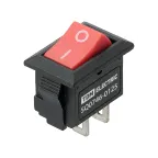 Выключатель клавишный KCD11-101 250В AC/DC, 1P, 3А, (2с), ON-OFF, черный корпус, красная клавиша, Micro TDM