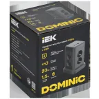DOMINIC Удлинитель У08K 8 мест 2P+PE 1,5м 3х1,0мм2 16А/250В USB A+C 20Вт черный IEK