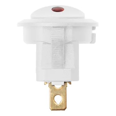 Выключатель клавишный круглый KCD2-101N-2 12В AC/DC, 1P, 16А, (3с), ON-OFF, белый с красной точечной LED подсветкой TDM