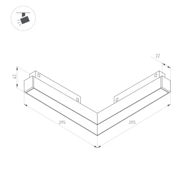 Светильник MAG-ORIENT-FLAT-ANGLE-L295-18W Warm3000 BK, 100 deg, 48V, IP20, металл, 5 лет