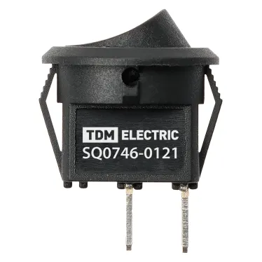 Выключатель клавишный круглый KCD11-101 250В AC/DC, 1P, 3А, (2с), ON-OFF, черный, Micro TDM