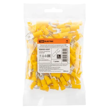 Наконечник вилочный изолированный НВИ с легким вводом проводника 6,0-4 (100 шт.) TDM