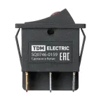 Выключатель двухклавишный KCD3-221N/D 250В AC/DC 1P 15А (6с) ON-OFF черный с красной точечной LED подсветкой TDM