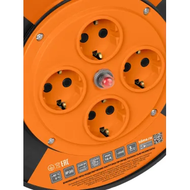 Удлинитель силовой УКз16-004 TDM (4 места/20м ПВС 3х15)