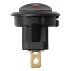 Выключатель клавишный круглый KCD2-101N-2 12В AC/DC, 1P, 16А, (3с), ON-OFF, черный с красной точечной LED подсветкой TDM