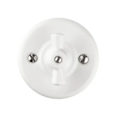 Выключатель фарфоровый поворотный перекрёстный с ручкой (бантик) 10А белый «Болонь» TDM