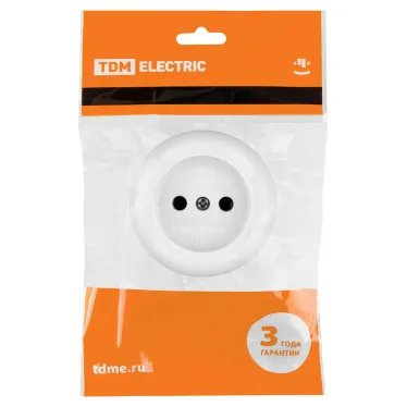 Розетка 2П 16А 250B о/у белая "Ретро" (карболит) TDM