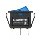 Выключатель клавишный IRS-101N 250В AC/DC, 1P, 15А, (3с), ON-OFF, черный корпус, синяя клавиша с LED подсветкой TDM