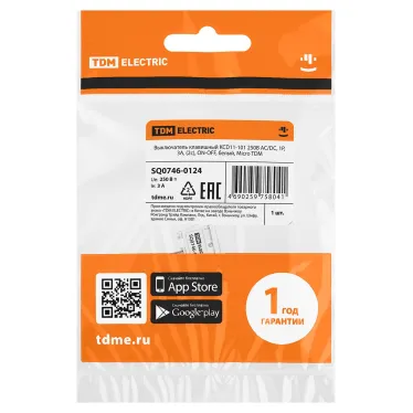 Выключатель клавишный KCD11-101 250В AC/DC, 1P, 3А, (2с), ON-OFF, белый, Micro TDM