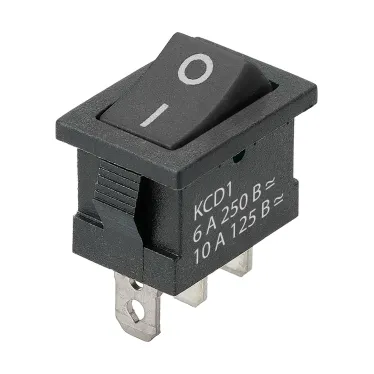 Выключатель клавишный KCD1-102 250В AC/DC, 1P, 6А, (3с), ON-ON, черный, Mini TDM